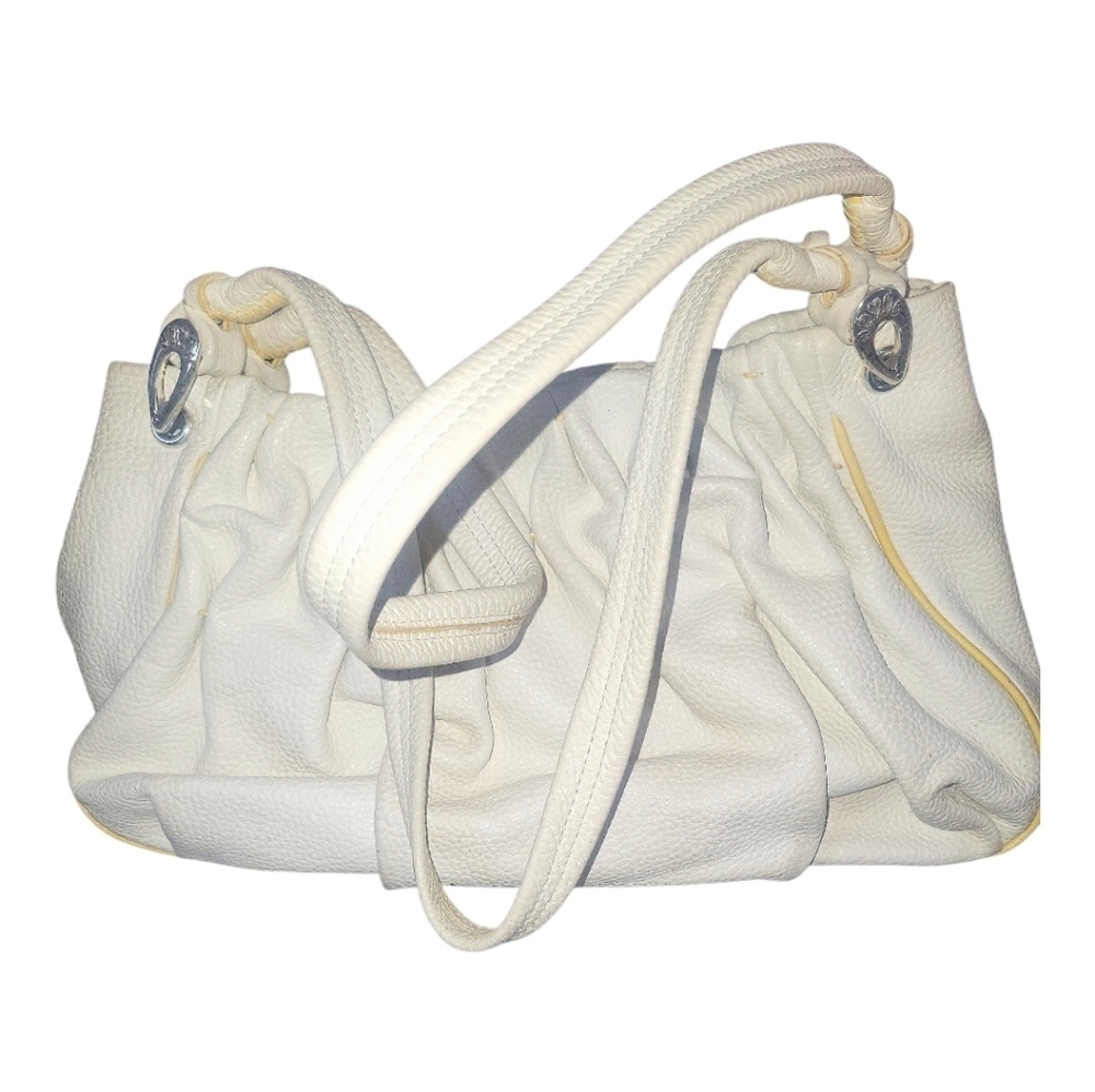 Brighton Women's Vintage Retro Cream/Offwhite  Hobo Pebbled Leather Shoulder Bag